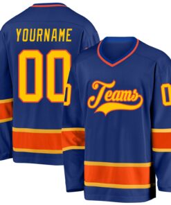 Custom Royal Gold-Orange Hockey Jersey
