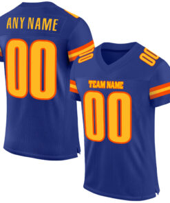Custom Royal Gold-Orange Mesh Authentic Football Jersey