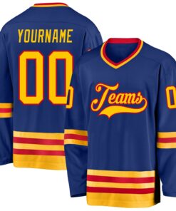Custom Royal Gold-Red Hockey Jersey