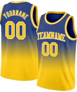 Custom Royal Gold-White Authentic Fade Fashion Basketball Jersey