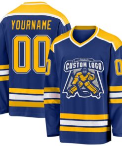 Custom Royal Gold-White Hockey Jersey