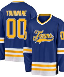 Custom Royal Gold-White Hockey Jersey