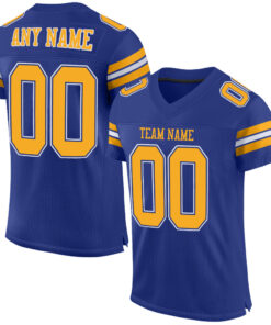 Custom Royal Gold-White Mesh Authentic Football Jersey