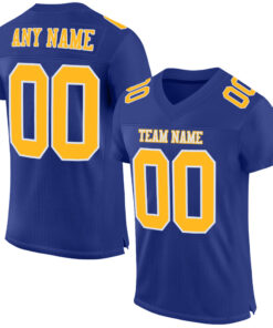 Custom Royal Gold-White Mesh Authentic Football Jersey