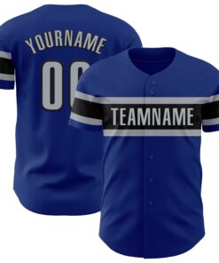 Custom Royal Gray-Black Authentic Baseball Jersey