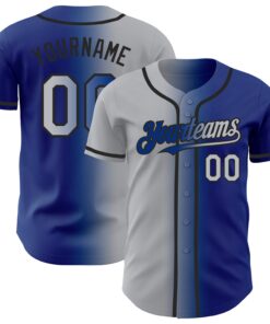 Custom Royal Gray-Black Authentic Gradient Fashion Baseball Jersey