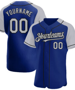 Custom Royal Gray-Black Authentic Raglan Sleeves Baseball Jersey