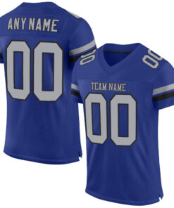 Custom Royal Gray-Black Mesh Authentic Football Jersey