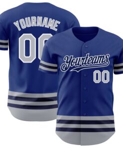 Custom Royal Gray-Navy Line Authentic Baseball Jersey