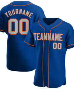 Custom Royal Gray-Orange Authentic Baseball Jersey