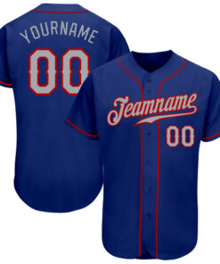 Custom Royal Gray-Red Authentic Baseball Jersey