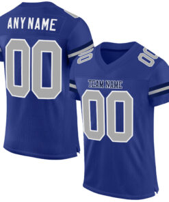 Custom Royal Gray-White Mesh Authentic Football Jersey