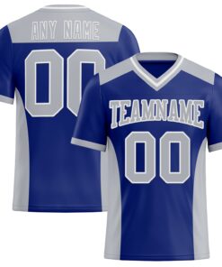 Custom Royal Gray-White Mesh Authentic Football Jersey