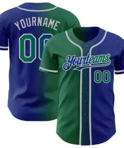 Custom Royal Kelly Green-Gray Authentic Gradient Fashion Baseball Jersey