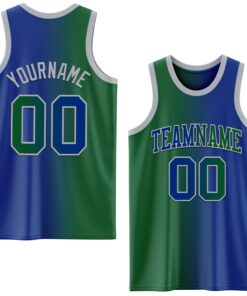 Custom Royal Kelly Green-Gray Authentic Gradient Fashion Basketball Jersey