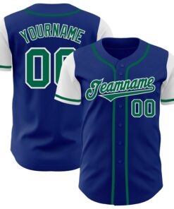 Custom Royal Kelly Green-White Authentic Two Tone Baseball Jersey