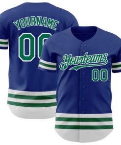 Custom Royal Kelly Green-White Line Authentic Baseball Jersey