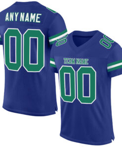 Custom Royal Kelly Green-White Mesh Authentic Football Jersey