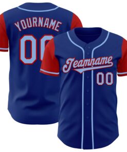 Custom Royal Light Blue-Gold Authentic Two Tone Baseball Jersey