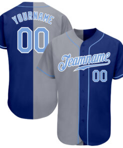 Custom Royal Light Blue-Gray Authentic Split Fashion Baseball Jersey