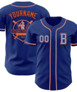 Custom Royal Light Blue-Orange Authentic Baseball Jersey