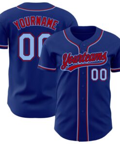 Custom Royal Light Blue-Red Authentic Baseball Jersey