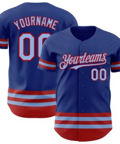 Custom Royal Light Blue-Red Line Authentic Baseball Jersey