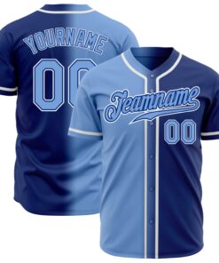 Custom Royal Light Blue-White Authentic Gradient Fashion Baseball Jersey