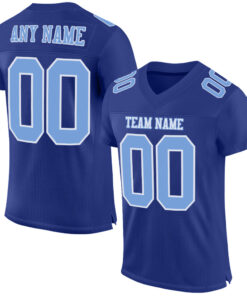 Custom Royal Light Blue-White Mesh Authentic Football Jersey