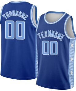 Custom Royal Light Blue-White Side Panel Abstract Lines Authentic City Edition Basketball Jersey