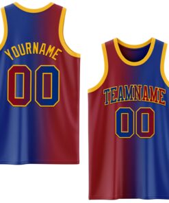 Custom Royal Maroon-Gold Authentic Gradient Fashion Basketball Jersey