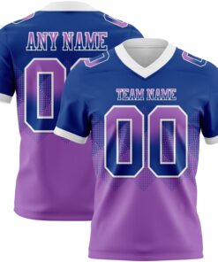 Custom Royal Medium Purple-White Mesh Authentic Gradient Square Shape Flag Football Jersey