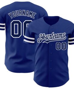 Custom Royal Navy-White Authentic Baseball Jersey