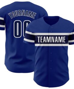 Custom Royal Navy-White Authentic Baseball Jersey