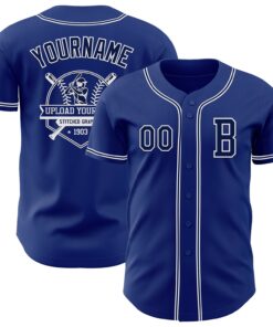 Custom Royal Navy-White Authentic Baseball Jersey