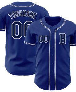 Custom Royal Navy-White Authentic Baseball Jersey