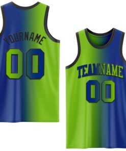 Custom Royal Neon Green-Black Authentic Gradient Fashion Basketball Jersey
