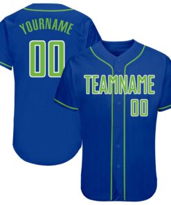 Custom Royal Neon Green-White Authentic Baseball Jersey