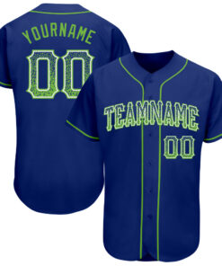 Custom Royal Neon Green-White Authentic Drift Fashion Baseball Jersey