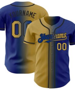 Custom Royal Old Gold-Black Authentic Gradient Fashion Baseball Jersey