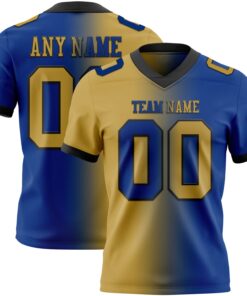 Custom Royal Old Gold-Black Mesh Authentic Gradient Fashion Football Jersey
