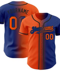 Custom Royal Orange-Black Authentic Gradient Fashion Baseball Jersey
