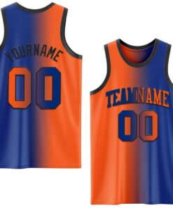 Custom Royal Orange-Black Authentic Gradient Fashion Basketball Jersey