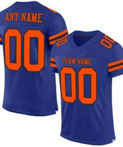 Custom Royal Orange-Black Mesh Authentic Football Jersey