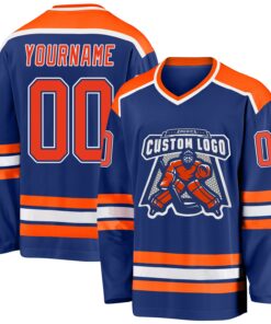 Custom Royal Orange-White Hockey Jersey