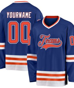 Custom Royal Orange-White Hockey Jersey