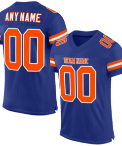 Custom Royal Orange-White Mesh Authentic Football Jersey