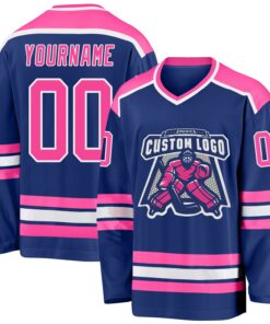 Custom Royal Pink-White Hockey Jersey