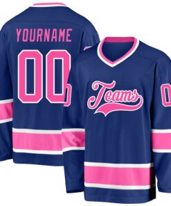 Custom Royal Pink-White Hockey Jersey