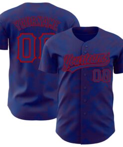 Custom Royal Red 3D Pattern Design Curve Lines Authentic Baseball Jersey